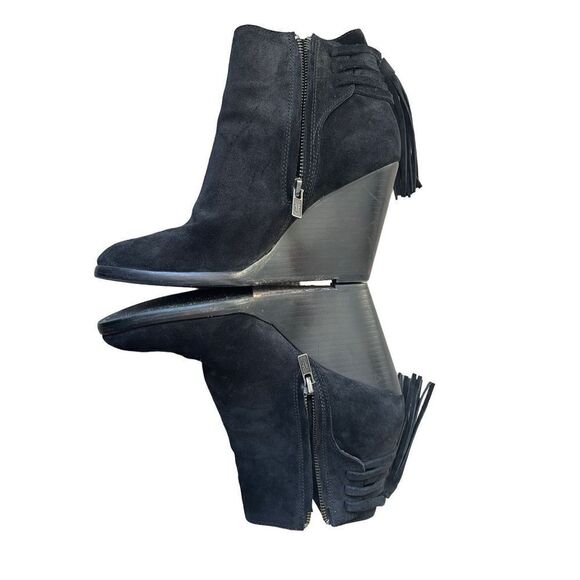 Frye Black Wedge Zip Up Ankle Boots size 8 M  Suede Cece - Picture 12 of 13